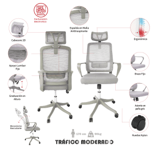 SILLA DE OFICINA SAN CALIXTO PRESIDENTE GRIS