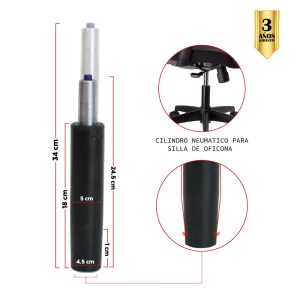 PARTES PARA SILLA DE OFICINA CILINDRO NEGRO GERENTE