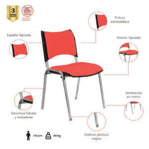 SILLA INTERLOCUTORA GUACAMAYAS CROMO TAPIZADA
