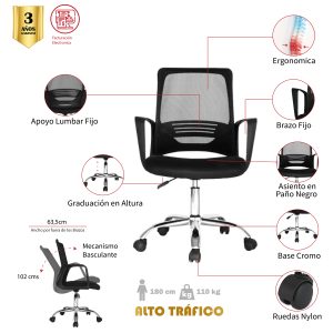 SILLA DE OFICINA  NEMOCÓN CROMO GERENTE