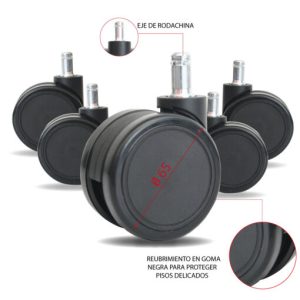 PARTES PARA SILLA DE OFICINA RUEDAS GOMA GRIS 65MM