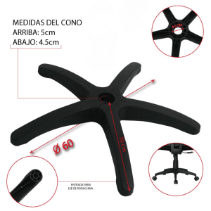 PARTES PARA SILLA DE OFICINA BASE NYLON 60CM